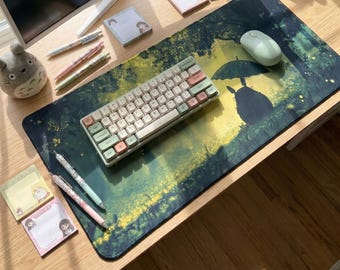 Totoro in Forest Desk Mat - XL Gaming Mouse Pad - Studio Ghibli-Inspired Desk Decor for Cozy Gamers - My Neighbor Totoro, Ghibli Style