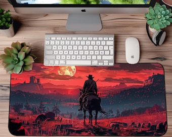 Podkładka na biurko, Samotny kowboj – ochraniacz na biurko w stylu western, duża podkładka pod mysz do gier, wystrój biura, akcesoria na biurko, podkładka na biurko