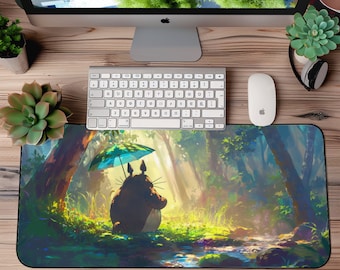 My Neighbor Totoro Desk Mat, Studio Ghibli Inspired Non-Slip Desk Pad, Kawaii Mousepad, Home Office Anime Desk Mat