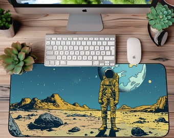 Astronaut Desk Mat XL: Space Gaming Mousepad, Cozy Office Decor