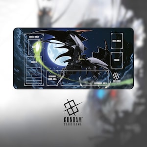 Gundam Deathscythe Hell Playmat | Dark Mecha Anime TCG Desk Mat 16&quot;x32&quot; or 12&quot;x22&quot; | GCG Card Game Mat