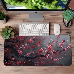Cherry Blossom Tree Desk Mat - XL Gaming and Office Mousepad - Non-Slip Neoprene Desk Pad with Floral Art
