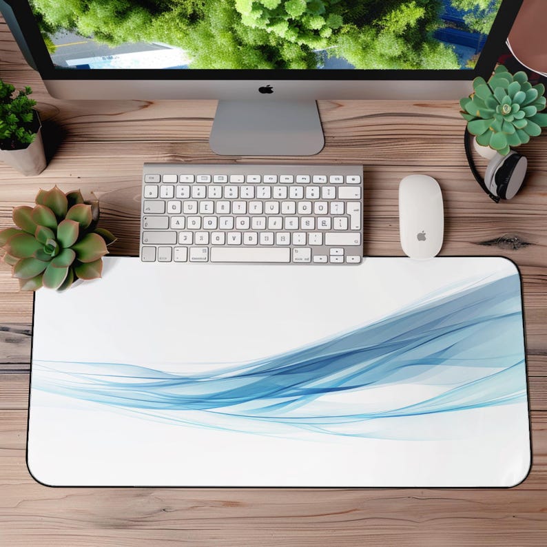Blue Gradient Desk Mat, Office Desk Decor, Cozy Gamer Accessories ...