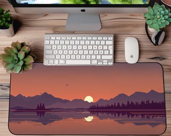 Evening Lake Desk Mat: XL Gaming Mouse Pad, Serene Landscape