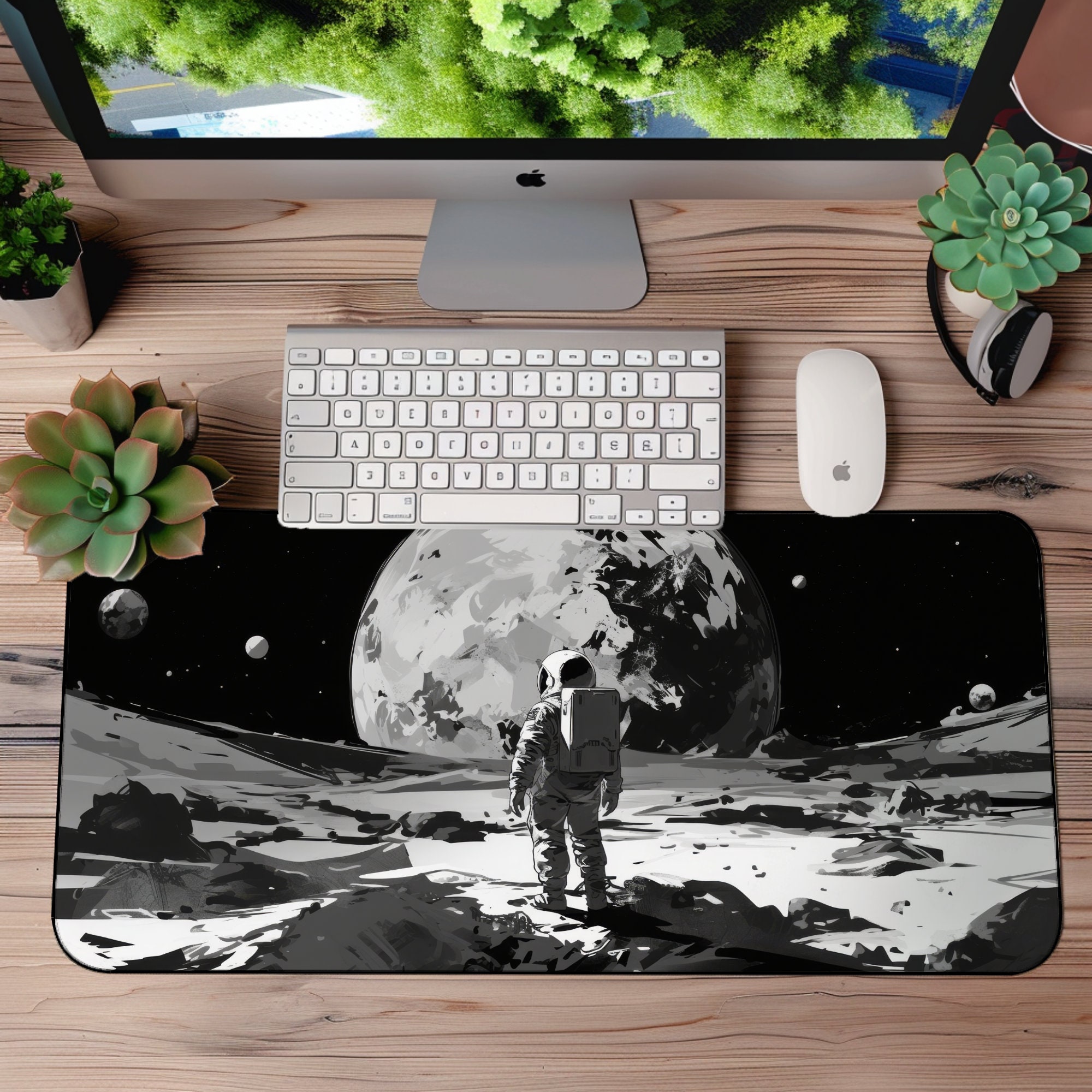Astronaut Desk Mat: Cosmic Voyage Space Mouse Pad, Non-Slip