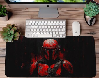 Mandalorian Inspired Desk Mat - Large Gaming Mousepad - Star Wars-Inspired Desk Decor for Fans and Gamers
