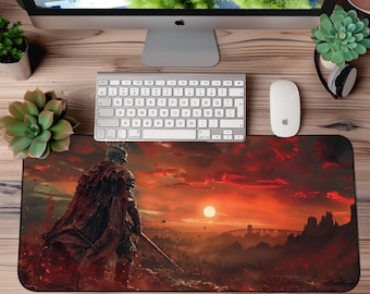 Elden Ring Knight Schreibtischmatte, XL Gaming und Büro Mousepad - Rutschfeste Schreibtischunterlage mit Souls-Lie Fantasy Design