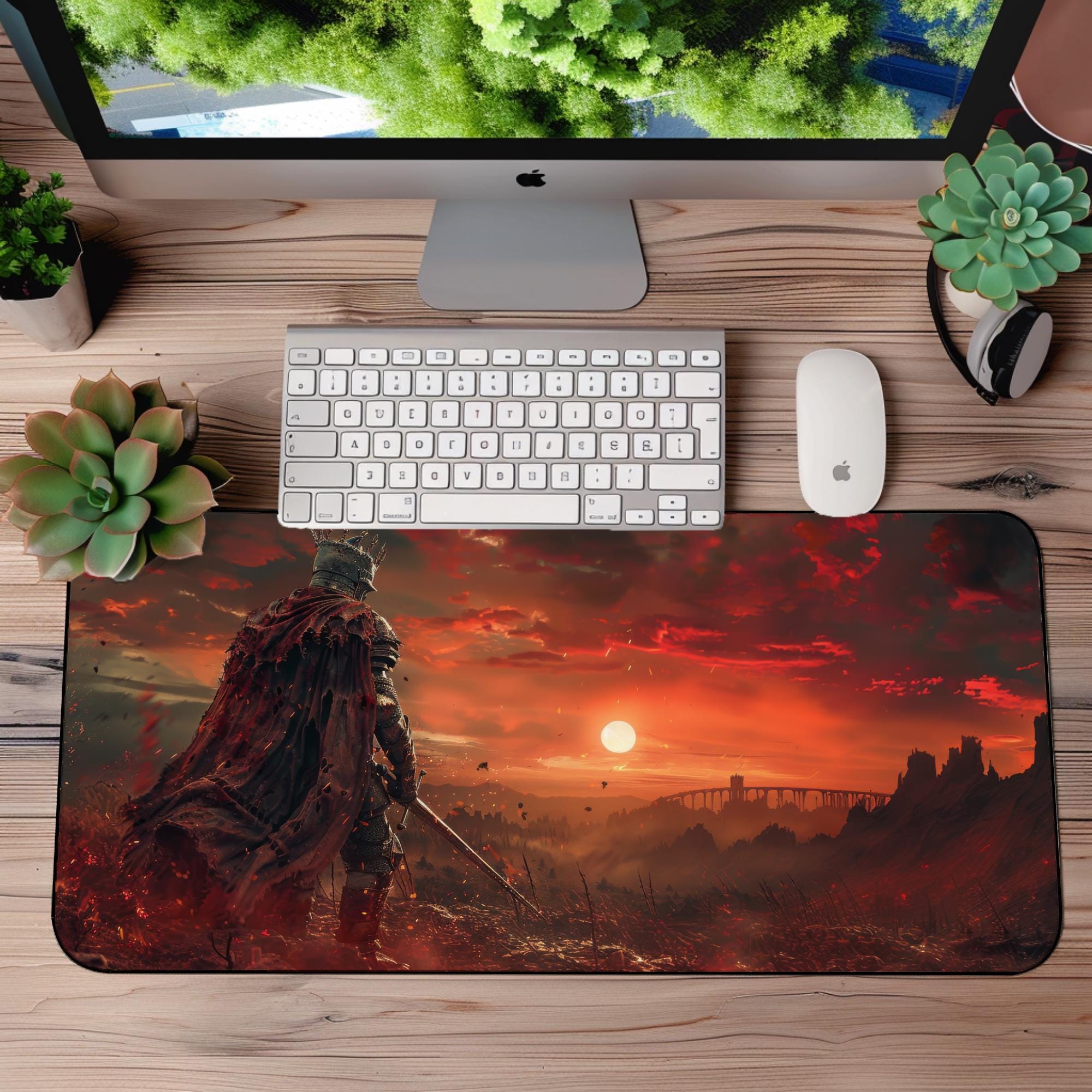 Elden Ring Knight Desk Mat, XL Gaming and Office Mousepad - Non