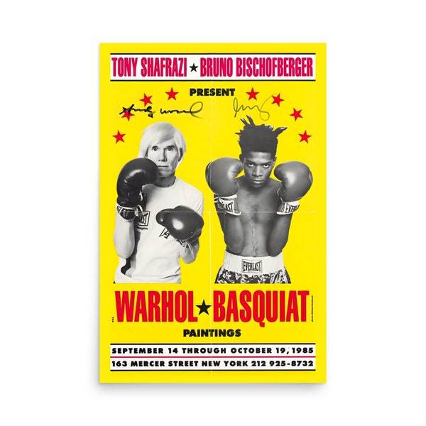 Vintage Warhol Basquiat Boxing Poster - Iconic Pop Art Collaboration Print