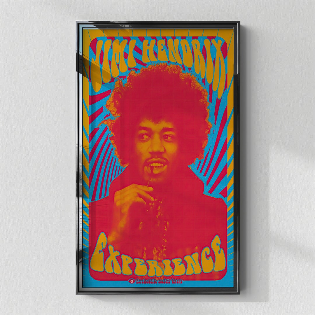 Jimi Hendrix Poster, Vintage Jimi Hendrix Art Print, Classic Rock