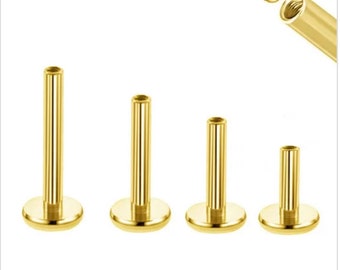 14k Yellow, Rose, White, Solid Gold, Internally Threaded Labret Post /backing/ for Screw pin ( Threaded pin), 14g and 16g Threaded Pins