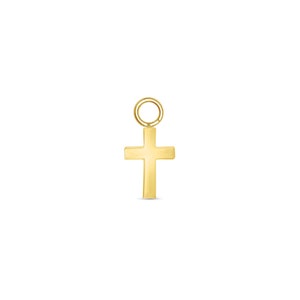 14k Yellow, Rose, White, Solid Gold, &quot;CROSS CHARM&quot;  Stud, Body Jewelry 25g Threadless, 14g and 16g Threaded Pins