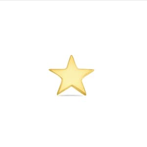 14k Yellow, Rose, White, Solid Gold,   "Flat Star"  Stud, Body Jewelry 25g Threadless, 14g and 16g Threaded Pins