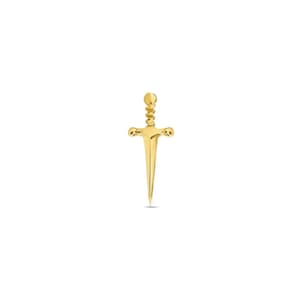 14k Yellow, Rose, White, Solid Gold, “Sword” Stud, Body Jewelry 25g Threadless, 14g and 16g Threaded Pins