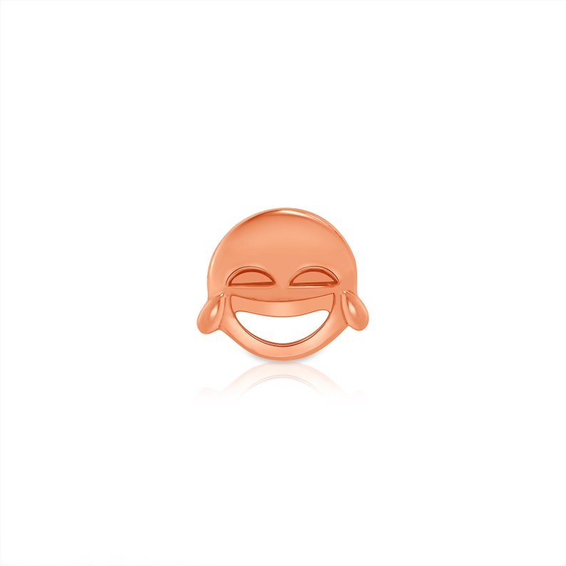 14k massivt guld med skrattande emojiörhänge - Kroppssmycken Rose Gold