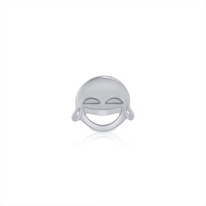 14k massivt guld med skrattande emojiörhänge - Kroppssmycken White Gold