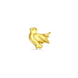 14k Yellow, Rose, White, Solid Gold, Dove Stud, Body Jewelry 25g Threadless, 14g and 16g Threaded Pins