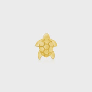 14k Solid Gold Sea Turtle Stud | Threadless Flat Back Piercing | Helix Tragus Conch Nose Cartilage