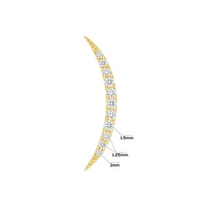 Curved Gemmed Helix piercing&quot; 14k Yellow, Rose, White, Solid Gold,  Stud, Body Jewelry 25g Threadless, 14g and 16g Threaded Pins