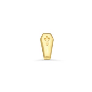 14k Yellow, Rose, White, Solid Gold, "COFFIN"  Stud, Body Jewelry 25g Threadless, 14g and 16g Threaded Pins