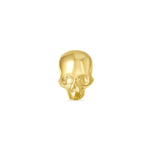 14k Yellow Rose White Solid Gold Skull Stud, Body Jewelry 25g Threadless, 14g and 16g Threaded Pins