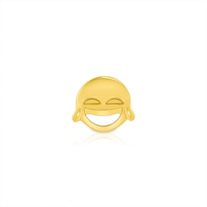 14k massivt guld med skrattande emojiörhänge - Kroppssmycken Yellow Gold
