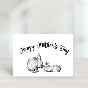 Happy Mother&#39;s Day printable greeting card, Bunny mother&#39;s day card, Instant Download, PDF