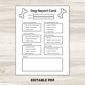 Tarjeta de informe de perros, Tarjeta de informe de mascotas, Planificador de mascotas, Tarjeta de informe de cuidador de mascotas, Formularios de embarque de perros, Tarjeta de informe de cuidado de perros, Formularios de cuidado de mascotas, Editable
