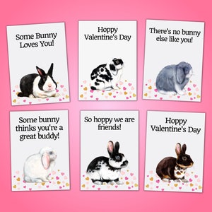 Niedliche Hasen-Valentinstagskarten zum Ausdrucken, für Valentinsgrüße im Klassenzimmer, Last-Minute-Valentinstag, Studenten-Valentinstag, Kinderklassenzimmer-Valentinstag
