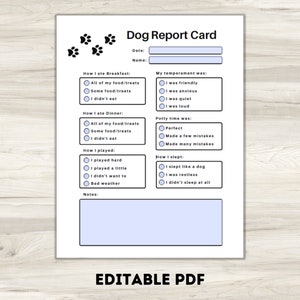 Tarjeta de informe de mascotas, Planificador de mascotas, Notas del cuidador de mascotas, Tarjeta de informe de perros, Tarjeta de informe de embarque de perros, Tarjeta de informe de cuidado de perros, Descarga digital