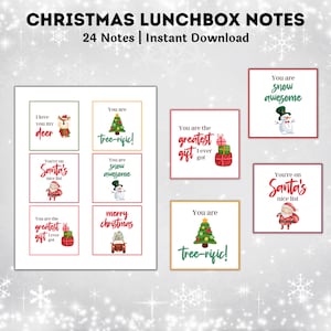 Christmas LunchBox Notes For Kids, Holiday School Lunch Notes, Positive Affirmations For Kids, Encouragement Cards, Lunch Box Notes
