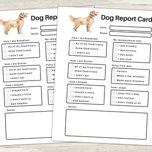Dog Report Card Printable, Pet Sitting Forms, Dog Boarding Report Card, Dog Care Report Card ...
