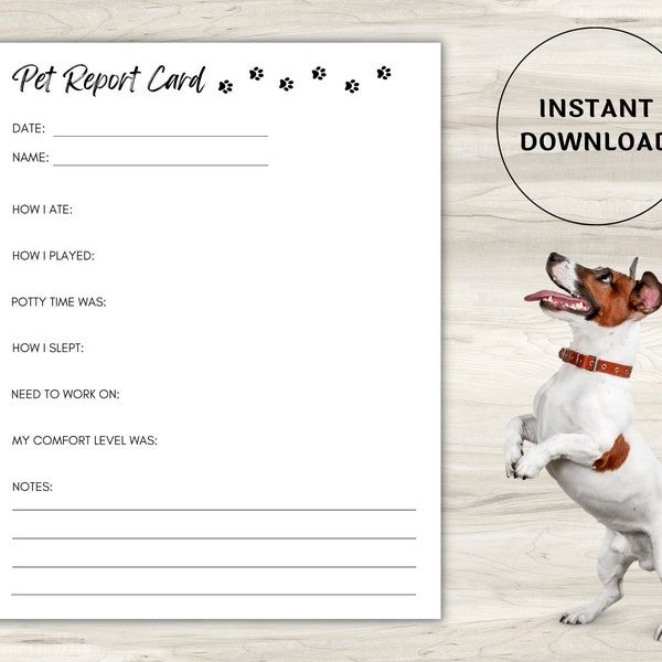 the report of the week merch Pet Report Card Printable for Pet Sitter Business, Dog Report Card, Dog Boarding Report Card, Dog Care Report Card, Pet Planner, Pet Sitting
