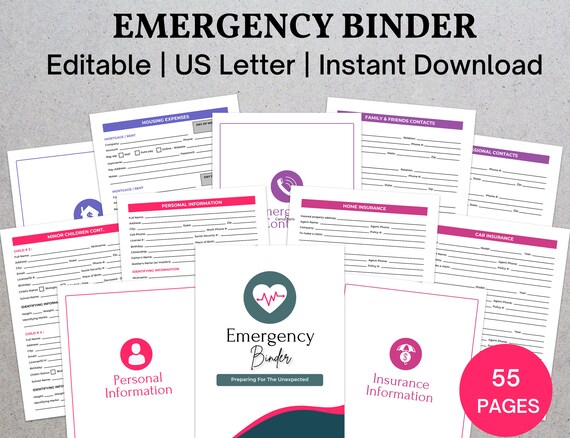 Emergency Binder Printable Family Medical Binder Household - Etsy