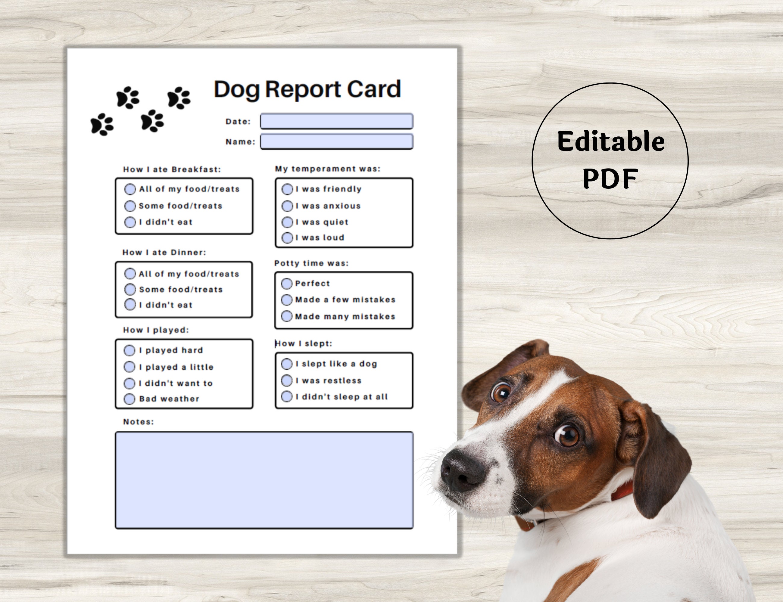 pet-report-card-pet-planner-pet-sitter-notes-dog-report-etsy-australia