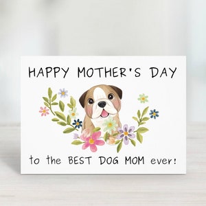 Grappige Moederdagkaart van de hond afdrukbaar, hond moeder kaart, afdrukbare Moederdag kaart van hond, Moederdag kaart afdrukbaar, Bulldog