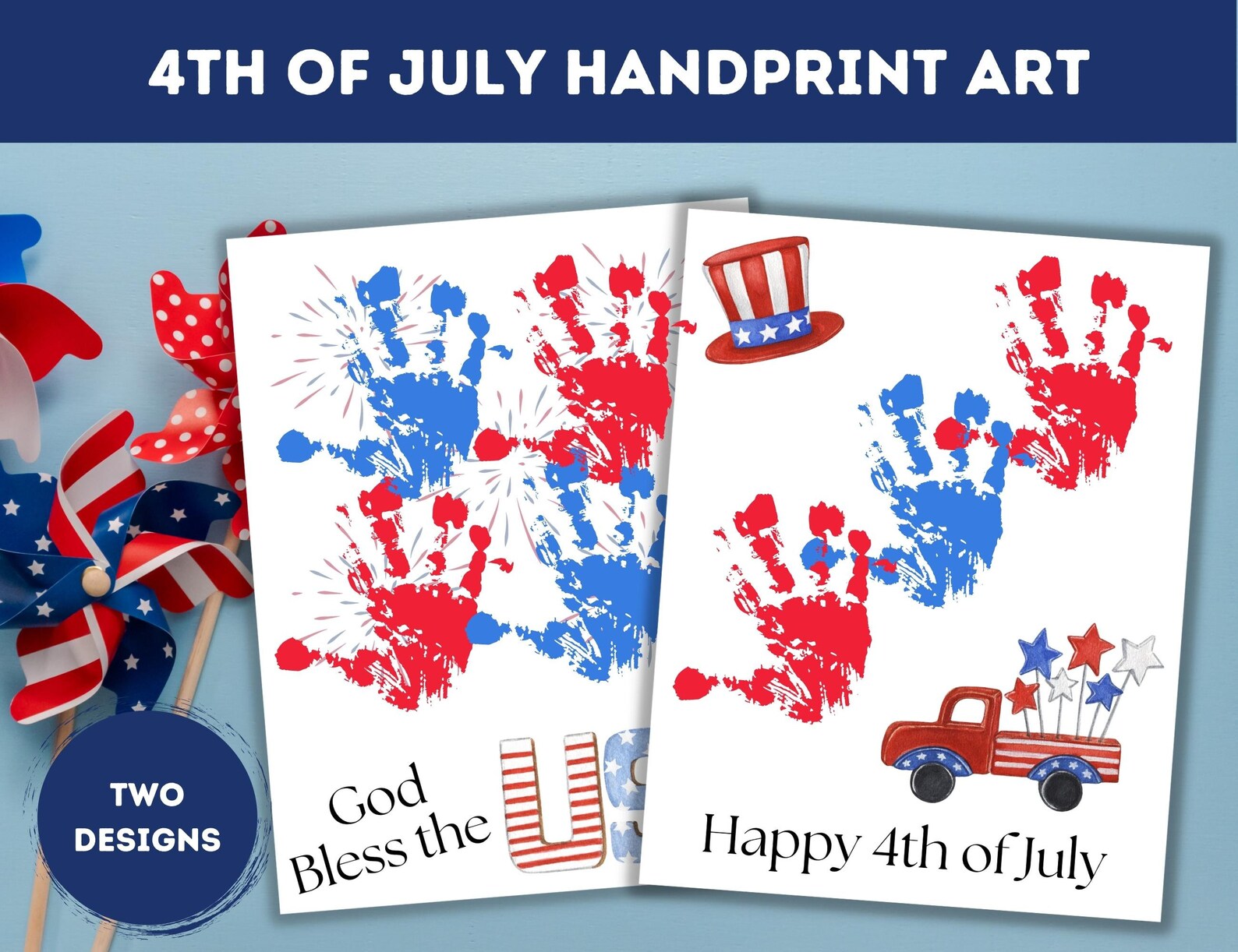 4th of July Handprint Art Family Handprint Art Handprint Etsy