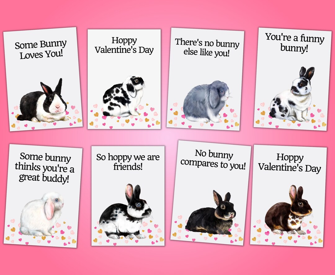 Cute Bunny Valentine&rsquo;s Cards Printable for Classroom - Etsy