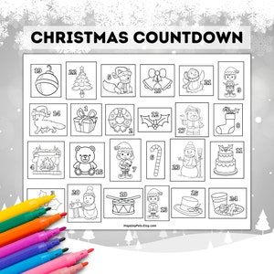 Coloring Christmas Countdown, Coloring Advent Calendar For Kids, Kids Printable Advent Calendar, Christmas Advent Calendar Activity