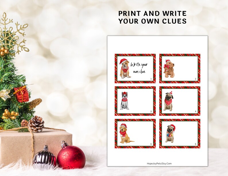 Christmas Scavenger Hunt Clues, Treasure Hunt Clues for Kids, Christmas