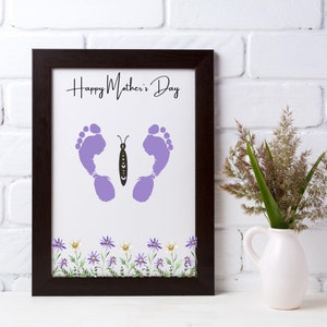 Arte de impressão manual do dia das mães para impressão, artesanato de impressão manual para crianças, presente de dia das mães da criança, presente da mãe pela primeira vez, presente para a avó