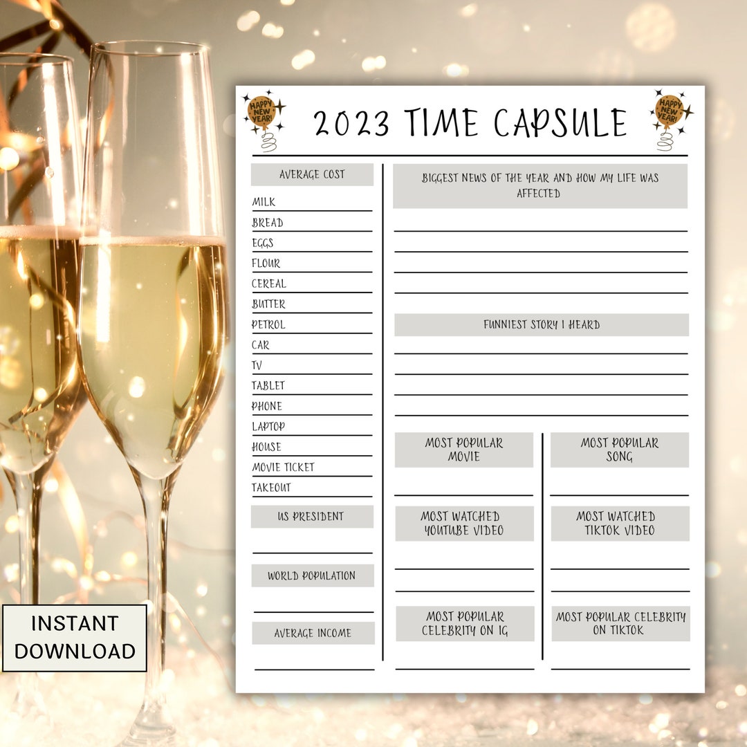 New Year's Eve Time Capsule Printable, New Year's Party Game for Kids ...