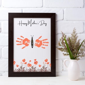 Arte de impressão manual de borboleta para o dia das mães, arte de pegada, presente infantil para mãe, mãe de primeira viagem para impressão