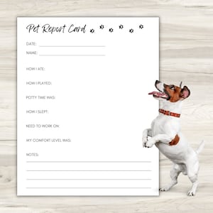 Tarjeta de informe de mascotas imprimible para negocios de cuidado de mascotas, tarjeta de informe de perros, tarjeta de informe de embarque de perros, tarjeta de informe de cuidado de perros, planificador de mascotas, cuidado de mascotas