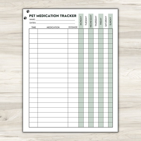 Pet Medication Tracker, Pet Planner, Dog Medicine Tracker, Pet Medicine Log, Pet Health Record, Pet Care Planner, Pet Medication Chart