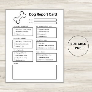 Pet Report Card Printable for Pet Sitter Business, Dog Report Card, Dog Boarding Report Card, Dog Care Report Card, Pet Planner, Pet Sitting