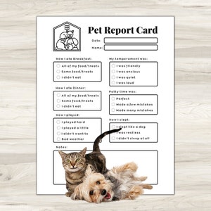 Huisdierrapportkaart, hondenrapportkaart, kattenrapportkaart, hondenpensionrapportkaart, hondenverzorgingsrapportkaart, huisdierplanner, huisdieroppasformulieren