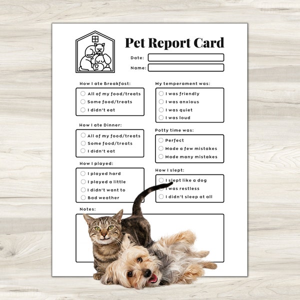 Pet Report Card, Dog Report Card, Cat Report Card, Dog Boarding Report Card, Dog Care Report Card, Pet Planner, Pet Sitting Forms