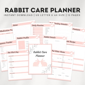 Rabbit Care Planner, Pet Planner, Bunny Planner, Bunny Care Tracker, Rabbit Care Binder, Pet Care Planner, Rabbit Care Tracker