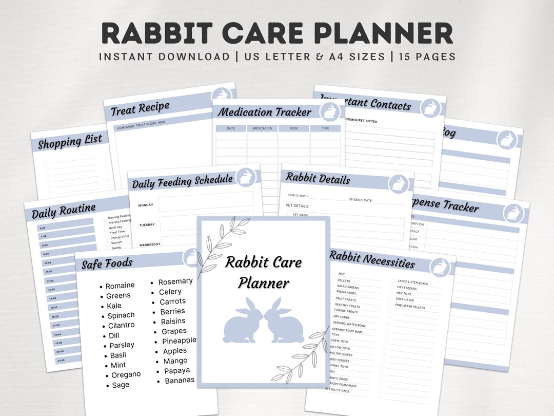 Rabbit Care Planner: Bunny Health Tracker (printable PDF) - Etsy